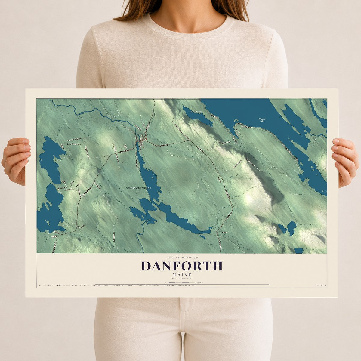 Danforth, Maine map print - 12 x 18 archival matte print