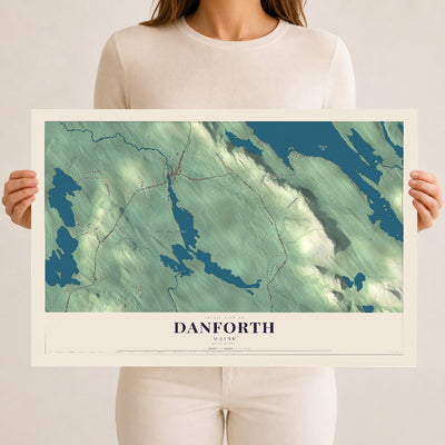 Danforth, Maine map print - 12 x 18 archival matte print