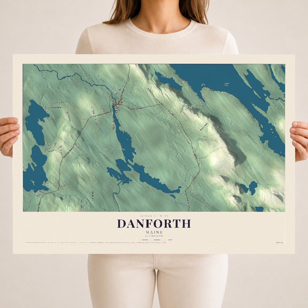 Danforth, Maine map print - 18 x 24 archival matte print