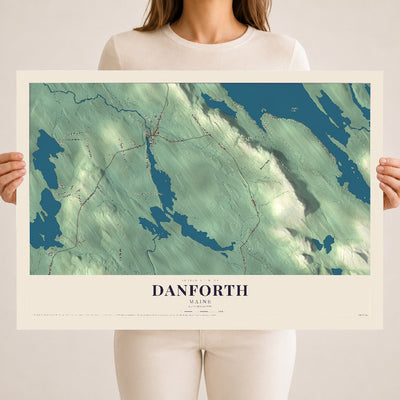 Danforth, Maine map print - 18 x 24 archival matte print