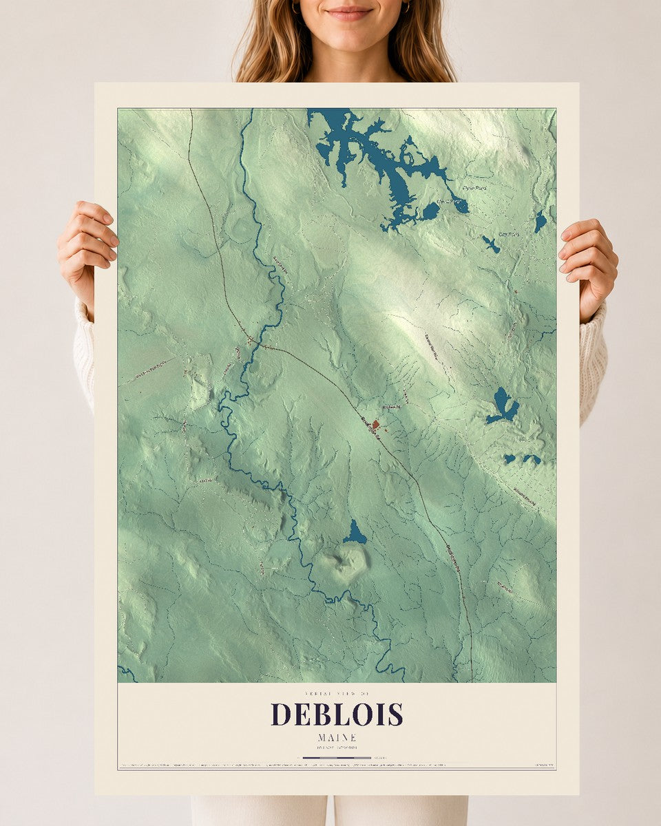 Deblois, Maine map print - 24 x 36 archival matte print