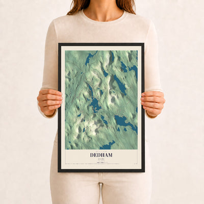 Dedham, Maine map print - 12 x 18 black Ayous wood frame