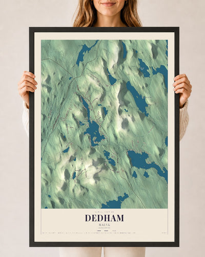 Dedham, Maine map print - 24 x 36 black Ayous wood frame