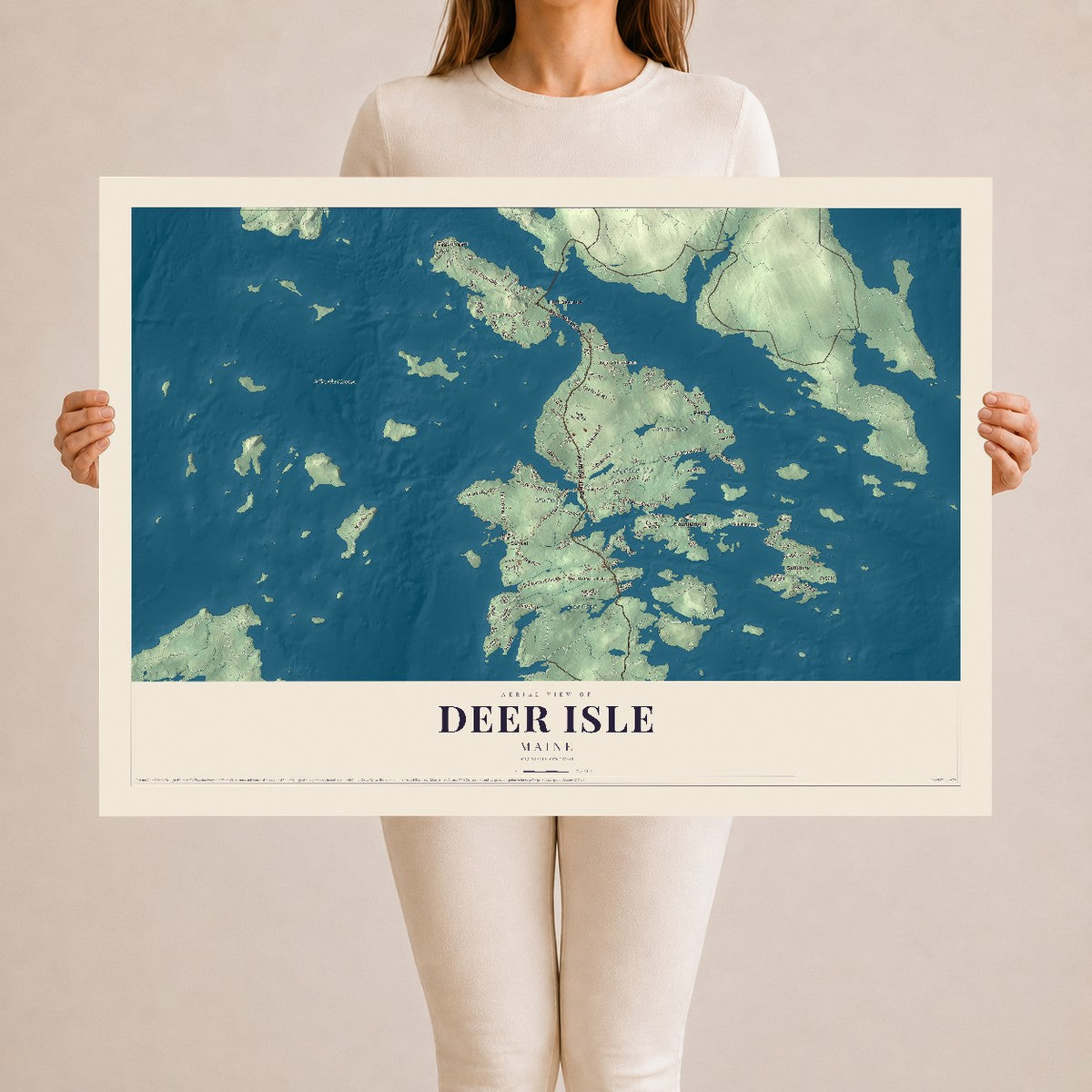 Deer Isle, Maine map print - 24 x 36 archival matte print