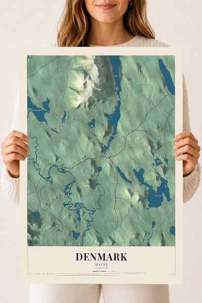 Denmark, Maine map print - 18 x 24 archival matte print