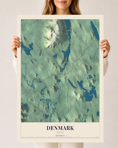Denmark, Maine map print - 24 x 36 archival matte print