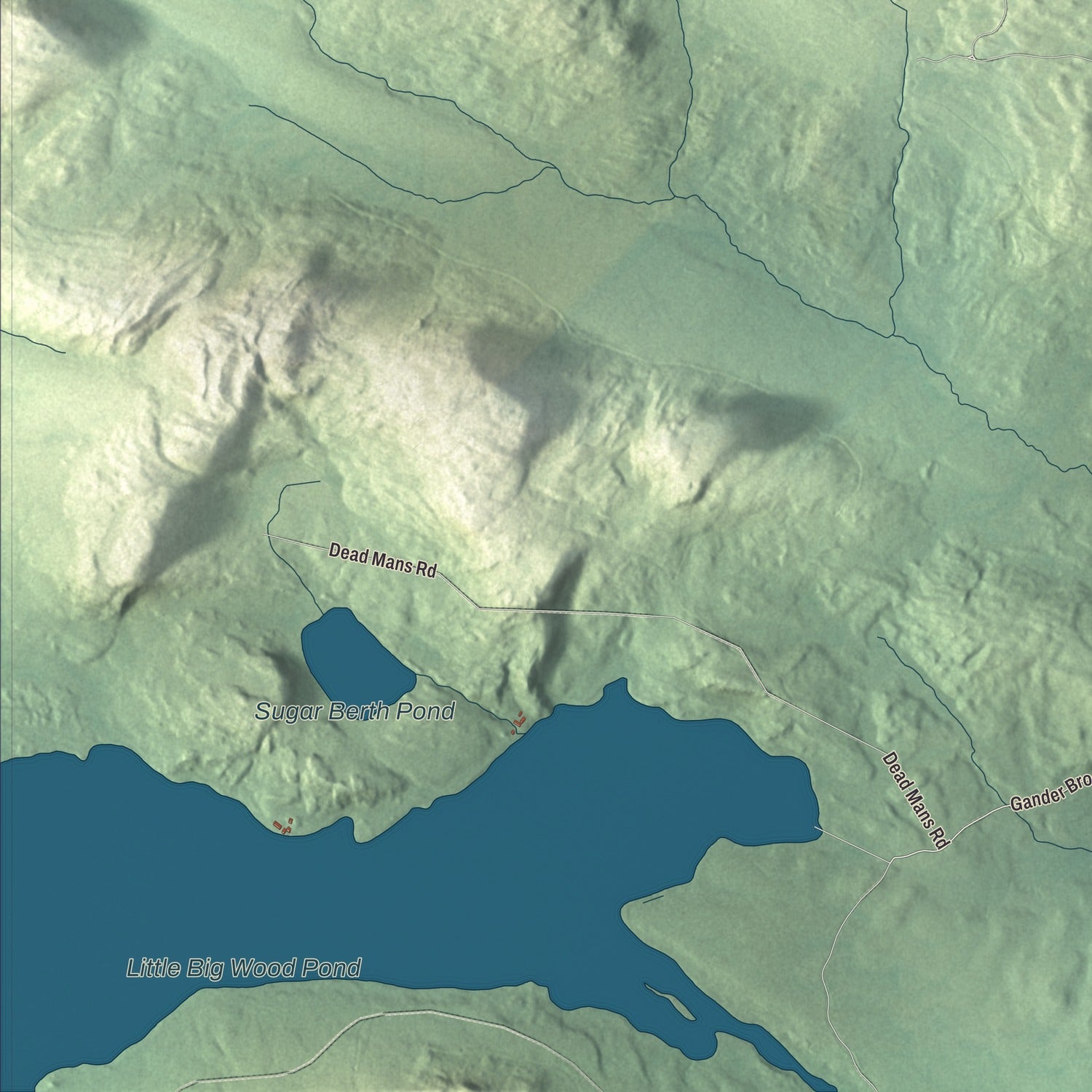 Terrain and local geography detail from the Dennistown, Maine map
