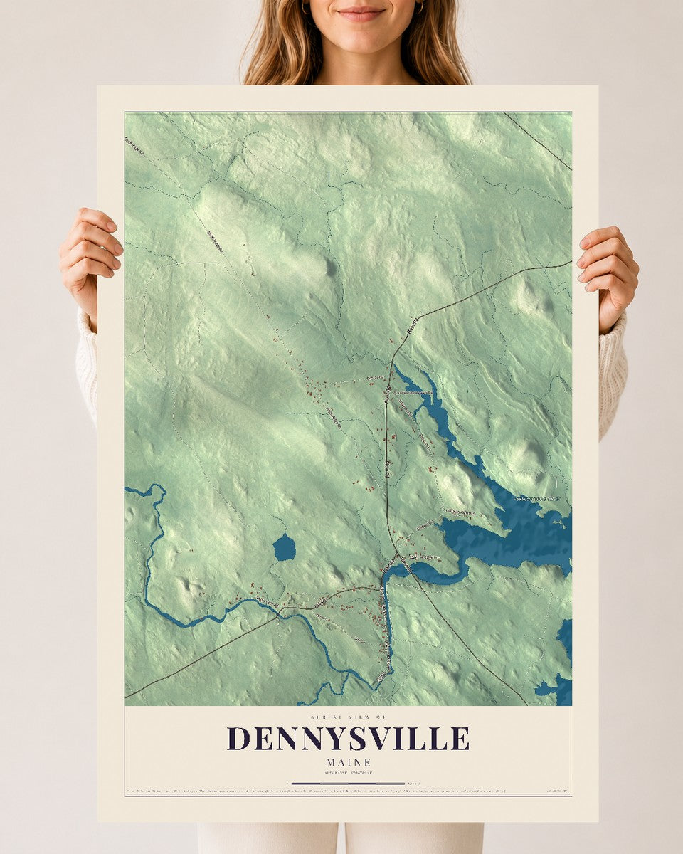 Dennysville, Maine map print - 24 x 36 archival matte print