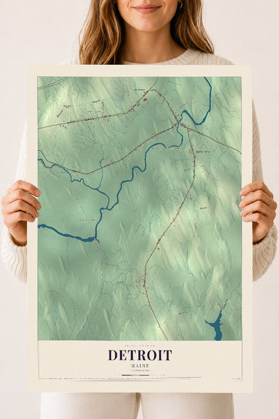 Detroit, Maine map print - 18 x 24 archival matte print