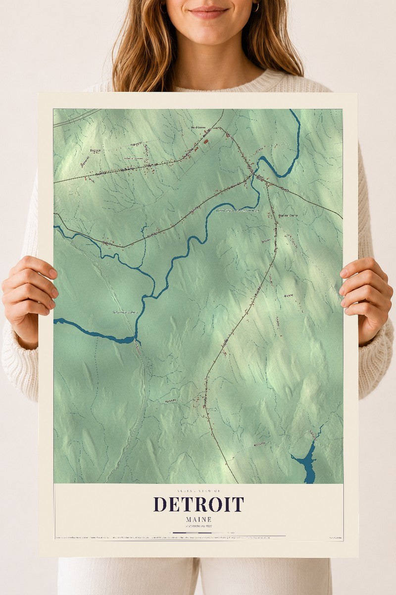 Detroit, Maine map print - 18 x 24 archival matte print