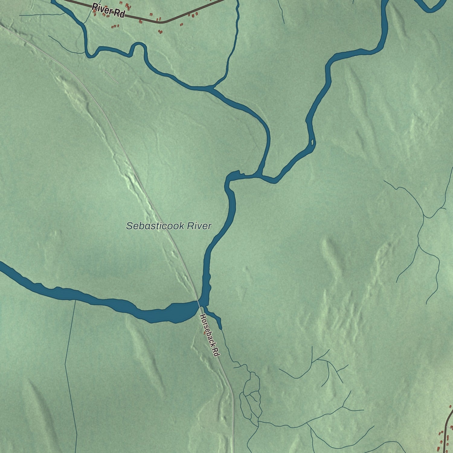 Terrain and local geography detail from the Detroit, Maine map