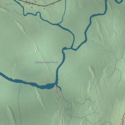 Terrain and local geography detail from the Detroit, Maine map