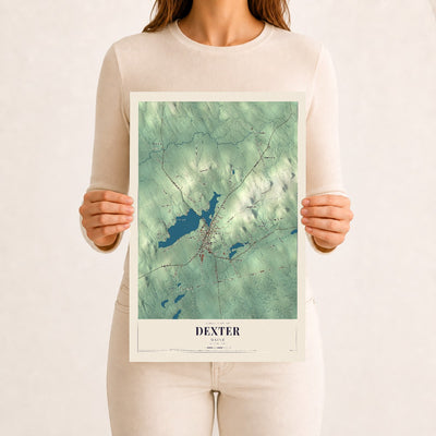 Dexter, Maine map print - 12 x 18 archival matte print