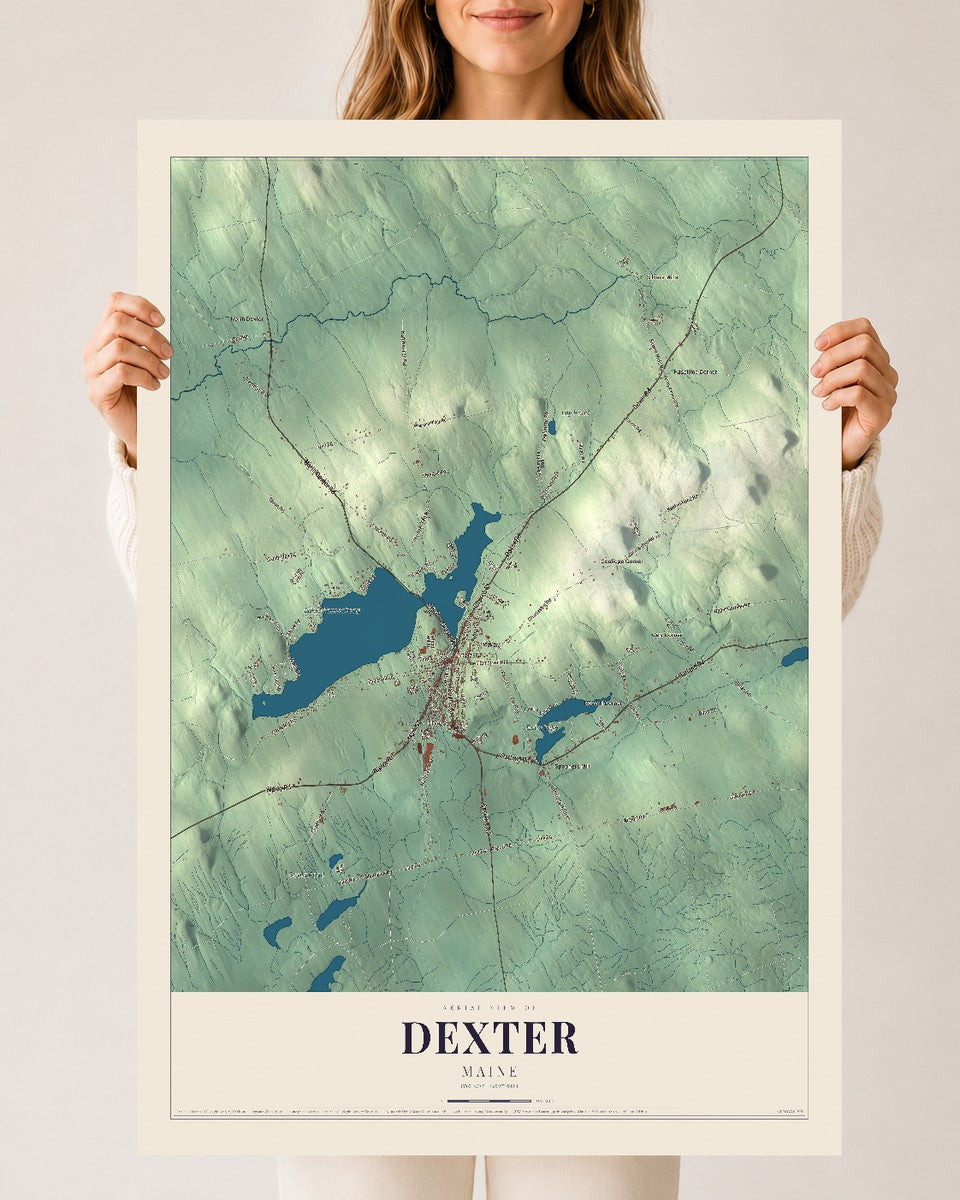 Dexter, Maine map print - 24 x 36 archival matte print