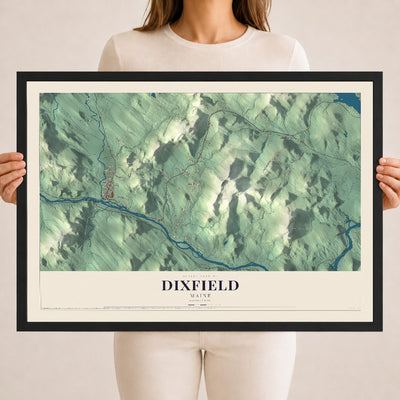 Dixfield, Maine map print - 18 x 24 black Ayous wood frame