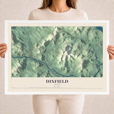 Dixfield, Maine map print - 18 x 24 white Ayous wood frame
