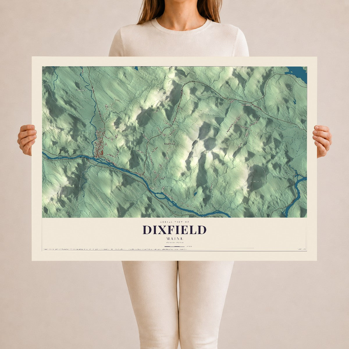 Dixfield, Maine map print - 24 x 36 archival matte print