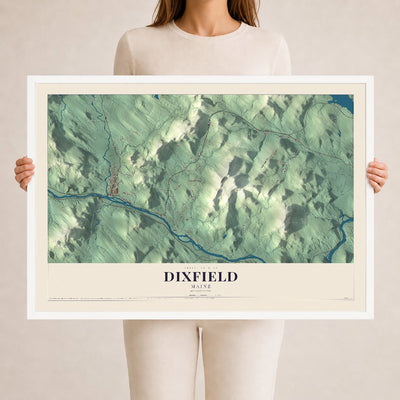 Dixfield, Maine map print - 24 x 36 white Ayous wood frame