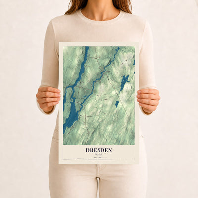 Dresden, Maine map print - 12 x 18 archival matte print