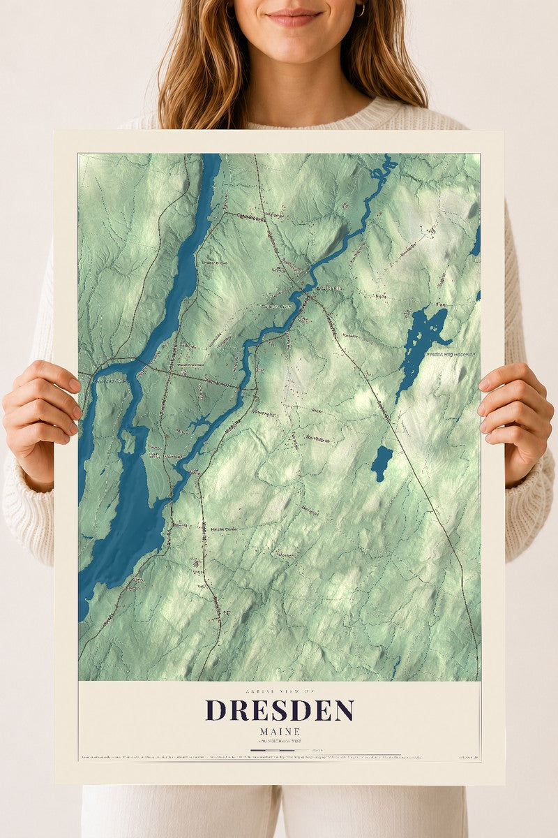 Dresden, Maine map print - 18 x 24 archival matte print