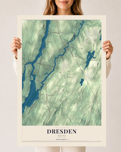 Dresden, Maine map print - 24 x 36 archival matte print