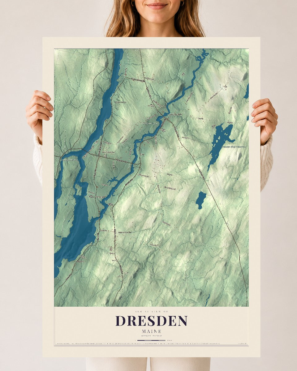 Dresden, Maine map print - 24 x 36 archival matte print