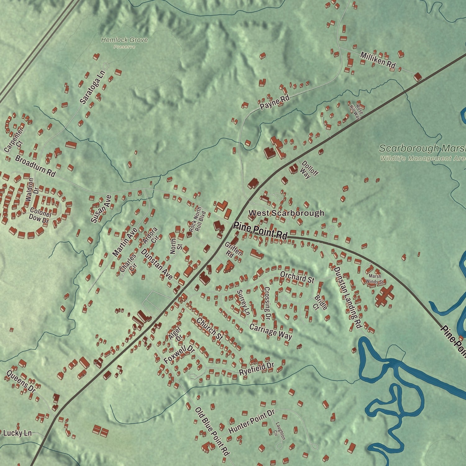 Street and neighborhood detail from the Dunstan, Maine map