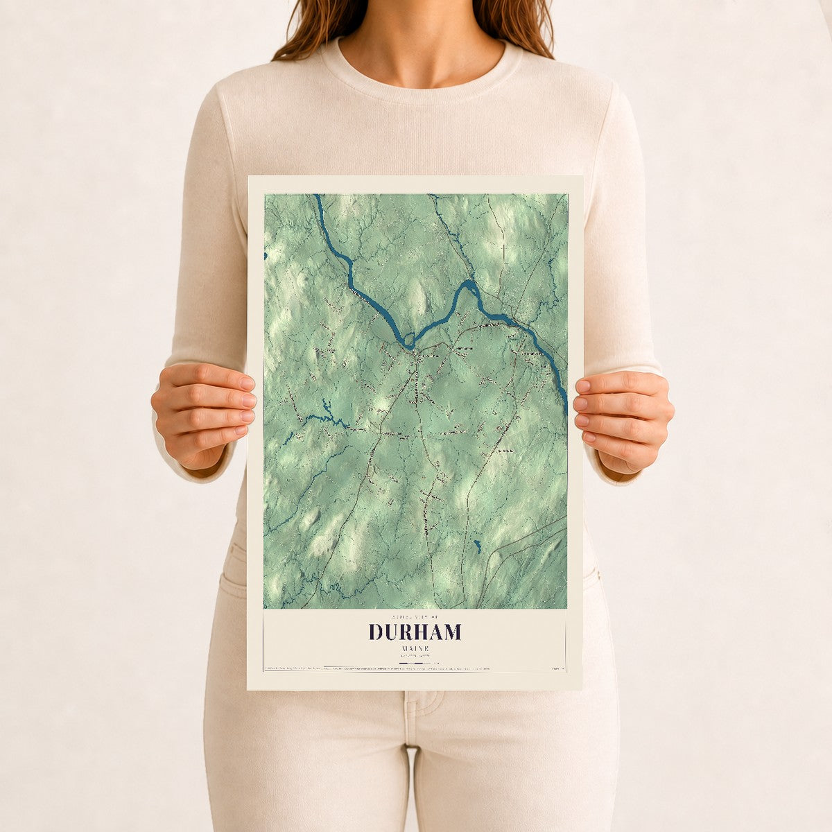 Durham, Maine map print - 12 x 18 archival matte print