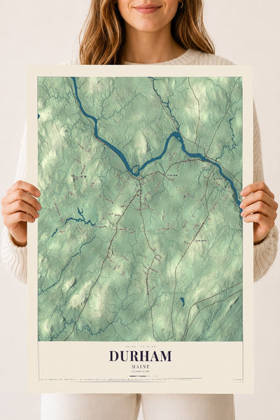 Durham, Maine map print - 18 x 24 archival matte print