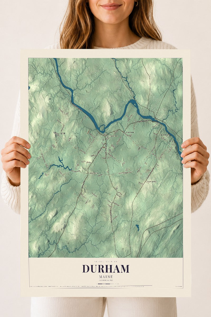 Durham, Maine map print - 18 x 24 archival matte print