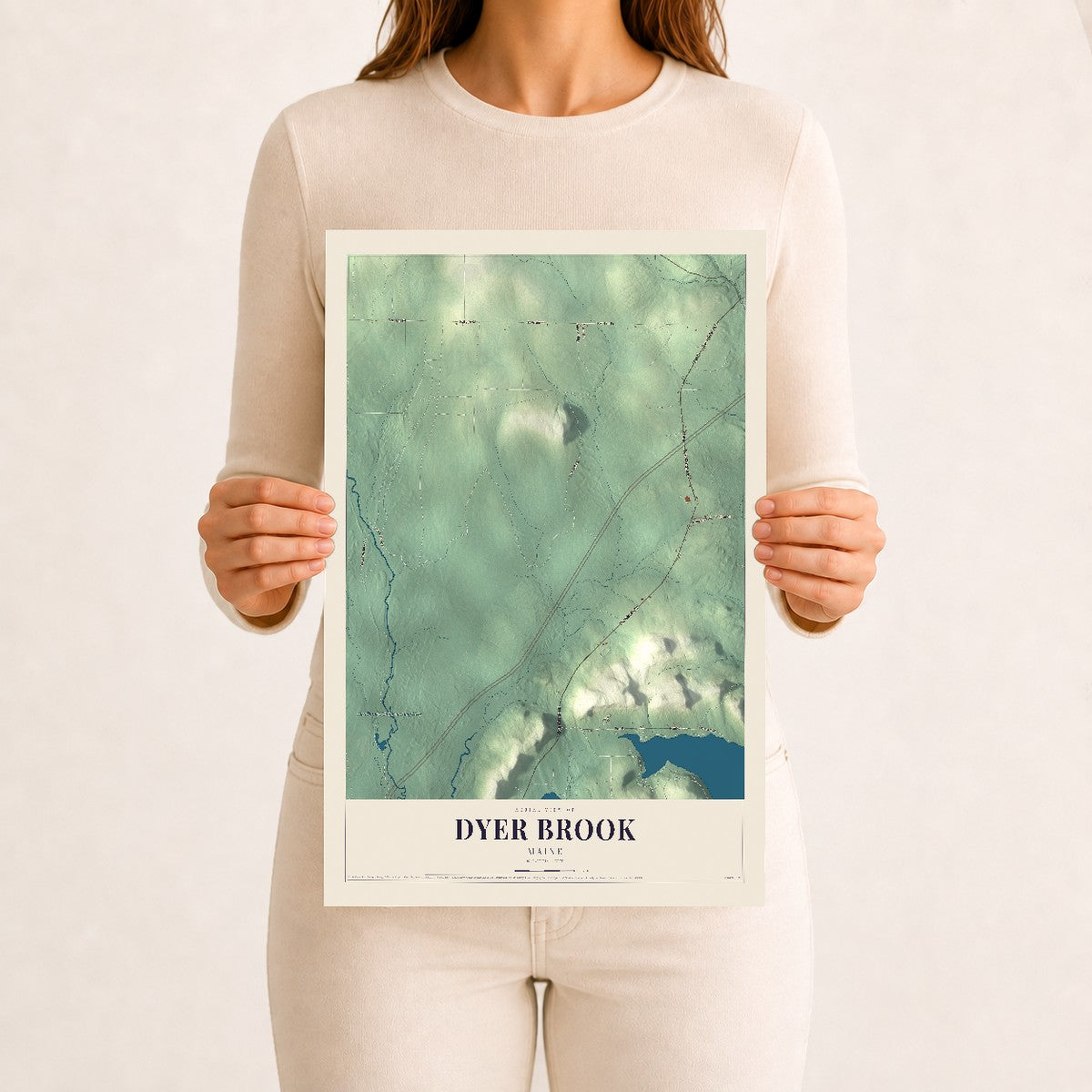 Dyer Brook, Maine map print - 12 x 18 archival matte print