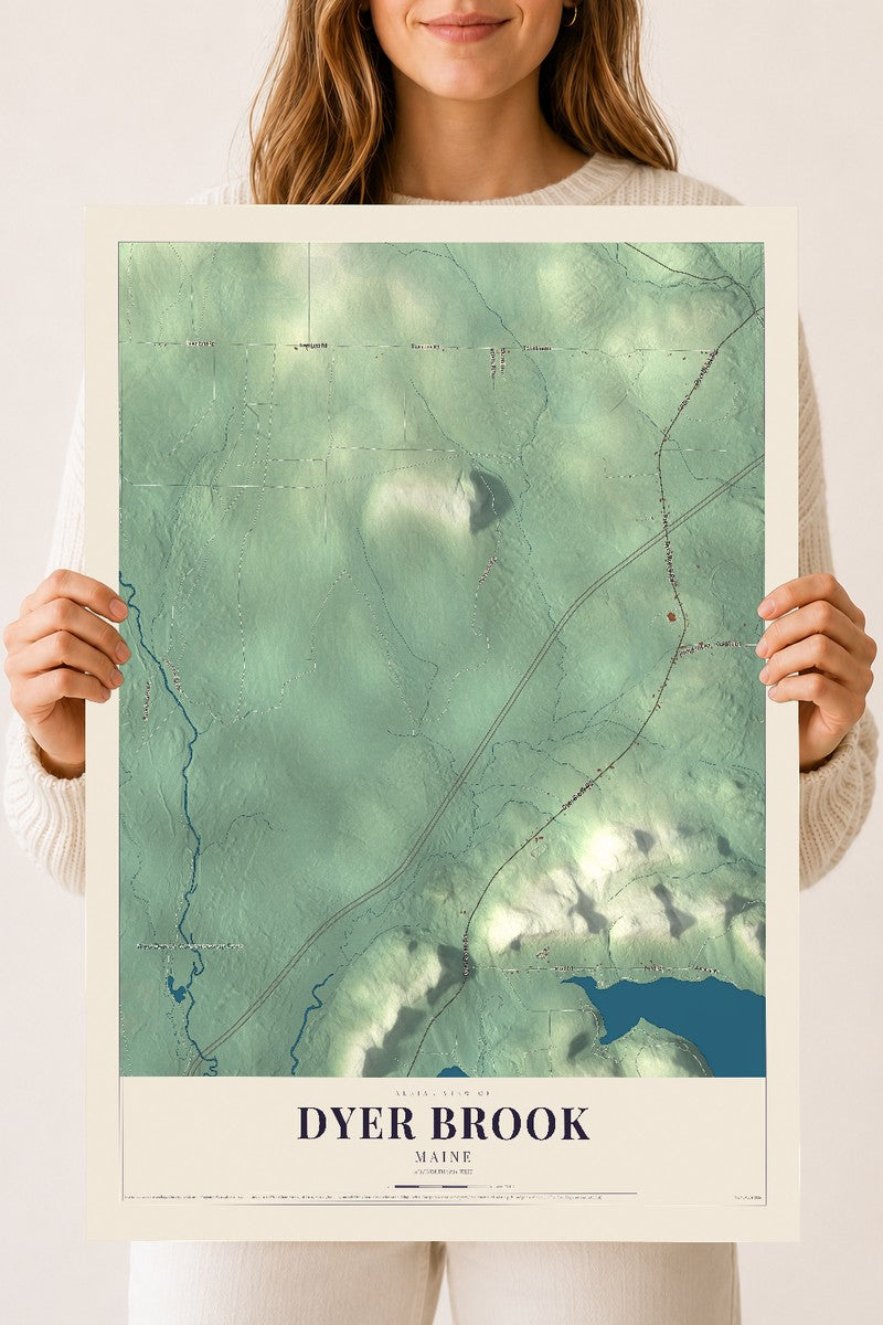 Dyer Brook, Maine map print - 18 x 24 archival matte print