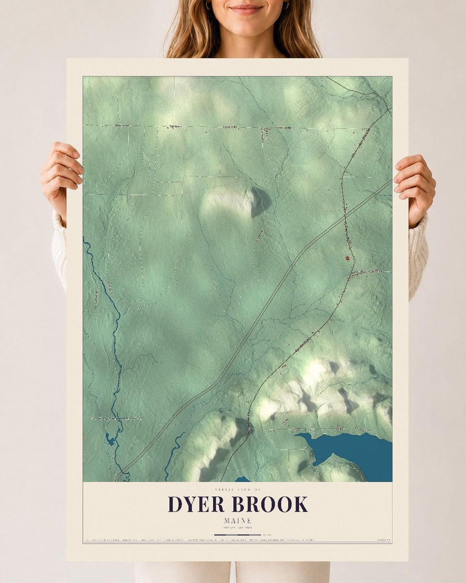 Dyer Brook, Maine map print - 24 x 36 archival matte print