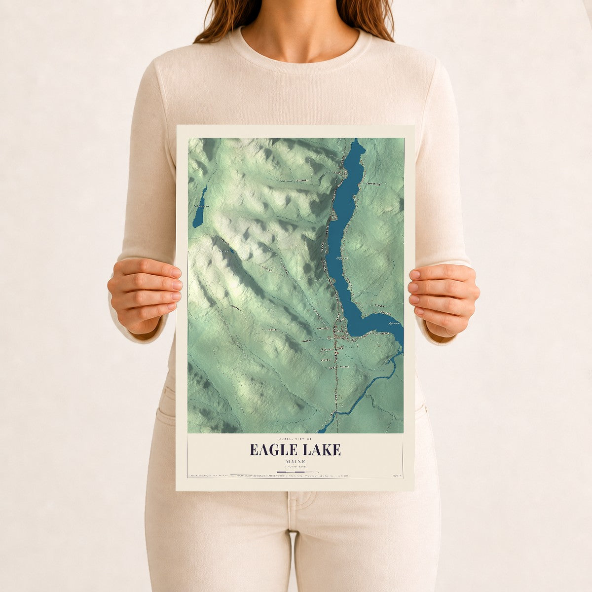 Eagle Lake, Maine map print - 12 x 18 archival matte print