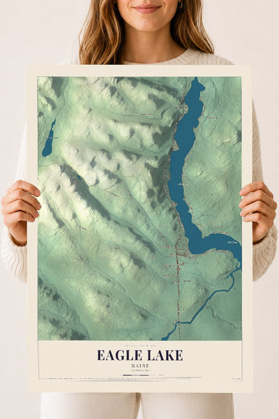 Eagle Lake, Maine map print - 18 x 24 archival matte print