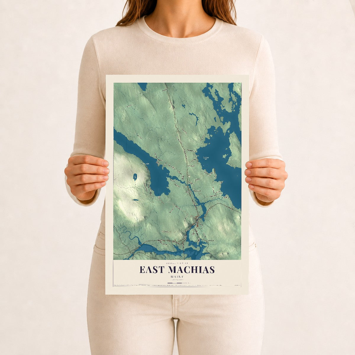 East Machias, Maine map print - 12 x 18 archival matte print