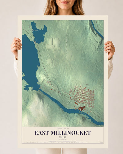 East Millinocket, Maine map print - 24 x 36 archival matte print