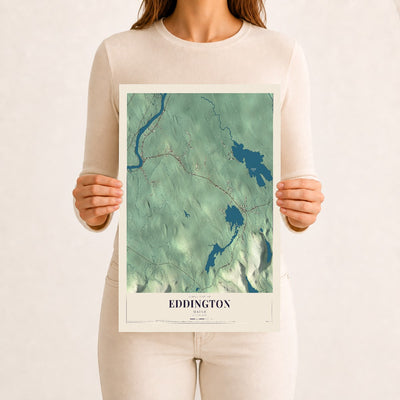 Eddington, Maine map print - 12 x 18 archival matte print