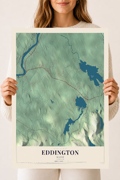 Eddington, Maine map print - 18 x 24 archival matte print