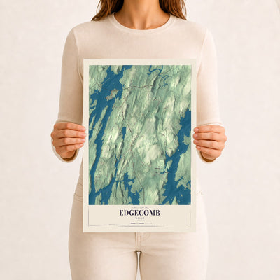 Edgecomb, Maine map print - 12 x 18 archival matte print