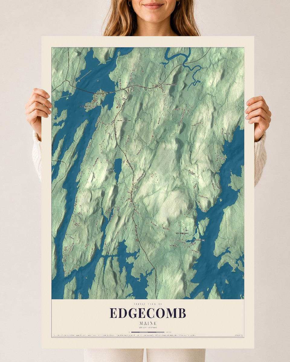 Edgecomb, Maine map print - 24 x 36 archival matte print