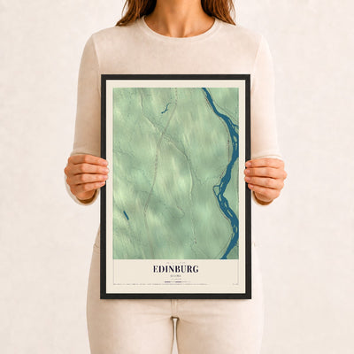 Edinburg, Maine map print - 12 x 18 black Ayous wood frame