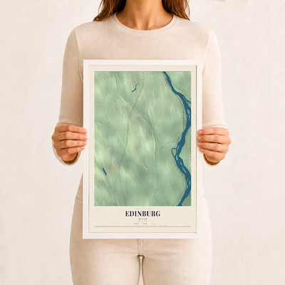 Edinburg, Maine map print - 12 x 18 white Ayous wood frame