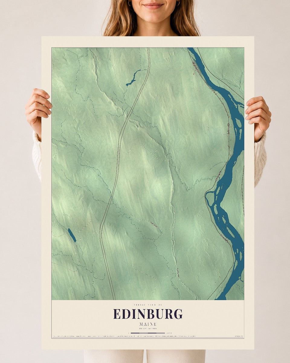 Edinburg, Maine map print - 24 x 36 archival matte print