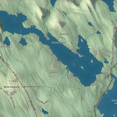 Terrain and local geography detail from the Ellsworth, Maine map