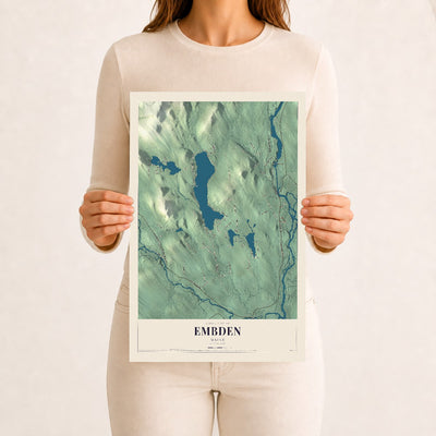 Embden, Maine map print - 12 x 18 archival matte print