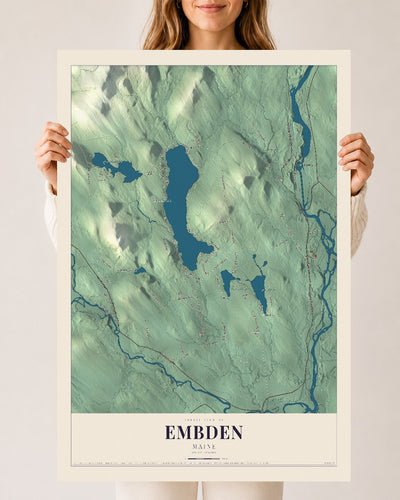 Embden, Maine map print - 24 x 36 archival matte print