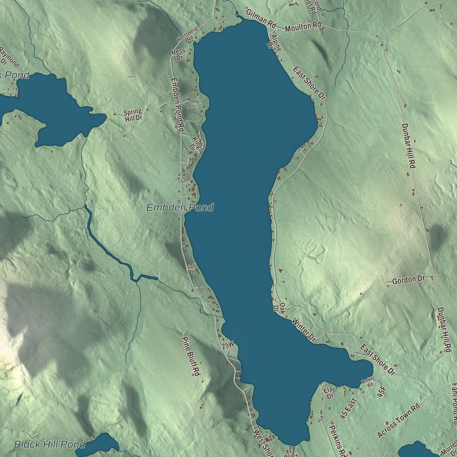 Terrain and local geography detail from the Embden, Maine map