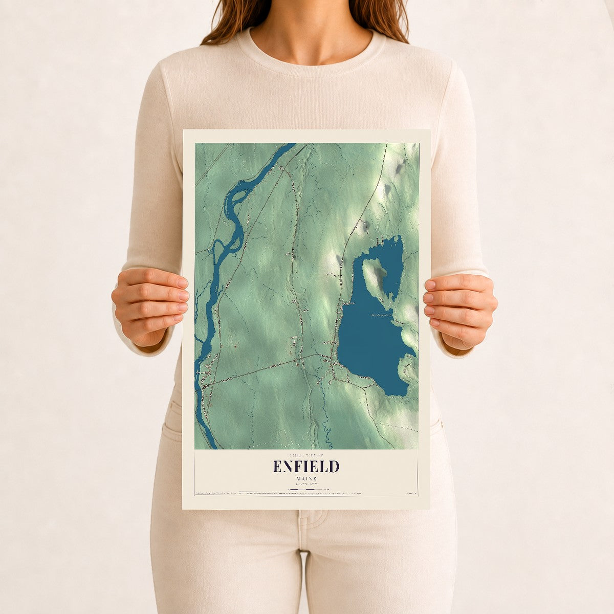 Enfield, Maine map print - 12 x 18 archival matte print