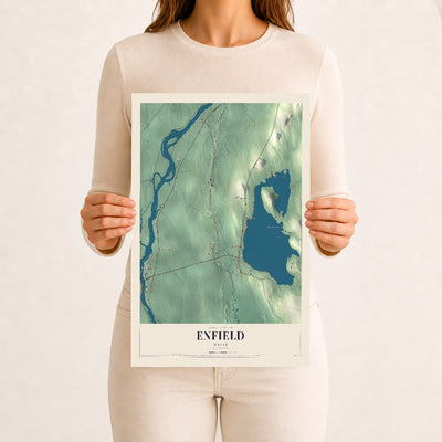 Enfield, Maine map print - 12 x 18 archival matte print